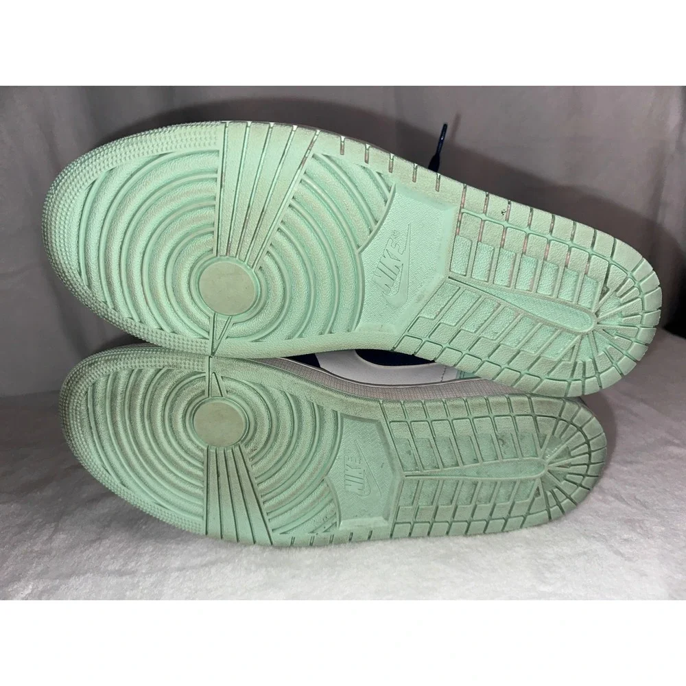 Air Jordan 1 Mid Blue Mint Navy White Sneakers 554724-413 Mens 10.5